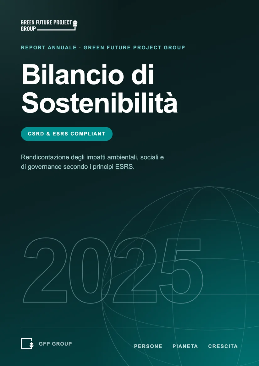 Copertina di un Bilancio di Sostenibilità GFP Group, esercizio 2025
